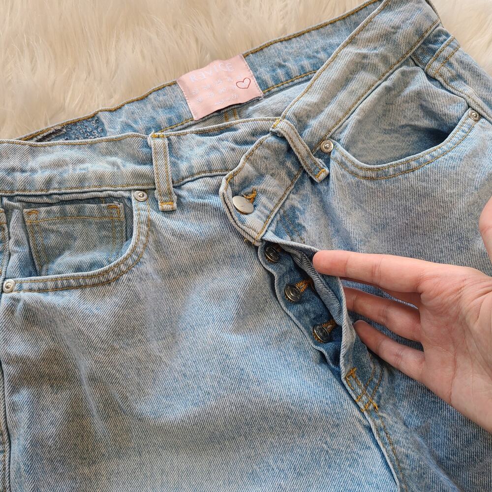 Revice 90's Baby Jean Joey Wash 32 Crossover Waist Wide Leg Fit High Rise Y2K - Picture 6 of 6